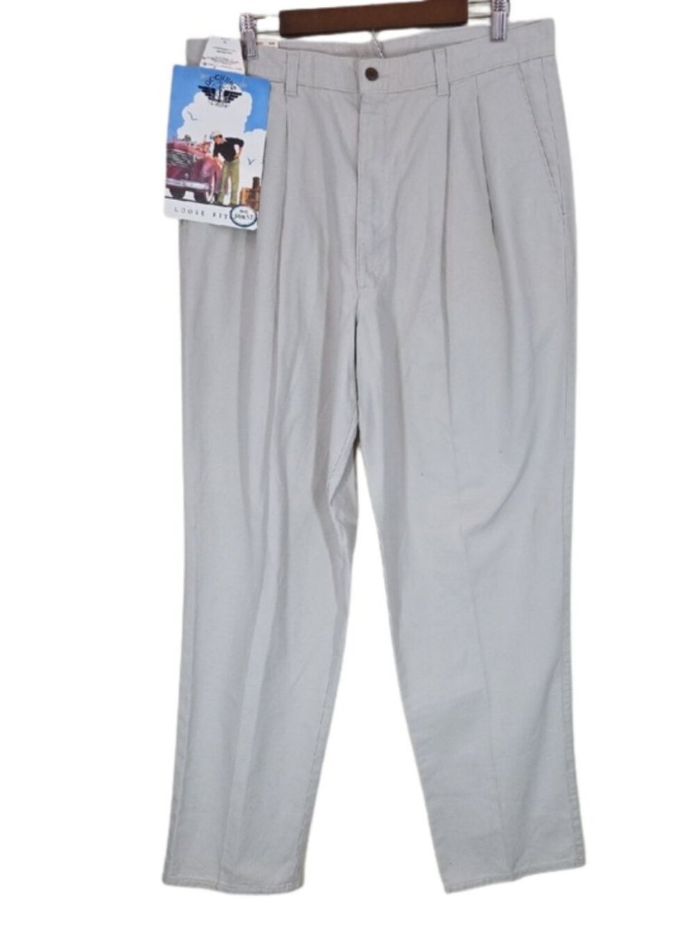 NWT Vintage 90s Dockers Loose Fit Pleated Chinos 36×32 Gray Deadstock Y2K USA